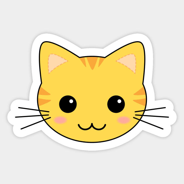 Cute Yellow Kawaii Tabby Cat Sticker by DesignLJK